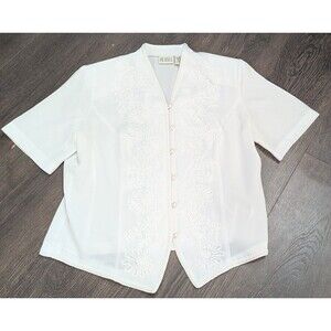 Just For Petites Vintage White Womens Blouse Size 8P (577)